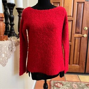 ATM Anthony Thomas Melillo Red Bouclé Crewneck Sweater